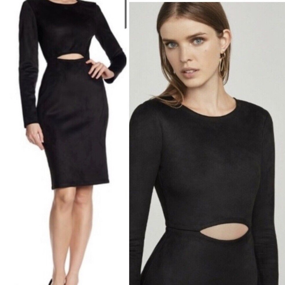 NWT Black Faux Suede BCBGMAXAZRIA Dress / Size XXS